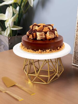Wooden Geometric Round Cake Stand | Decorative Food Display For Dining Table