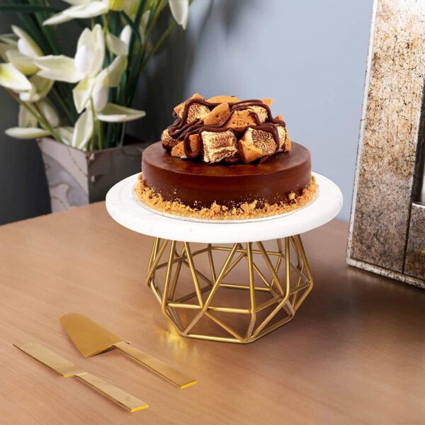 Wooden Geometric Round Cake Stand | Decorative Food Display For Dining Table